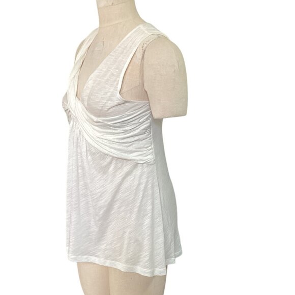 Deletta S Ivory with Gold Shimmer 100% Cotton Sleeveless Twist Front Top 168C - Picture 4 of 6